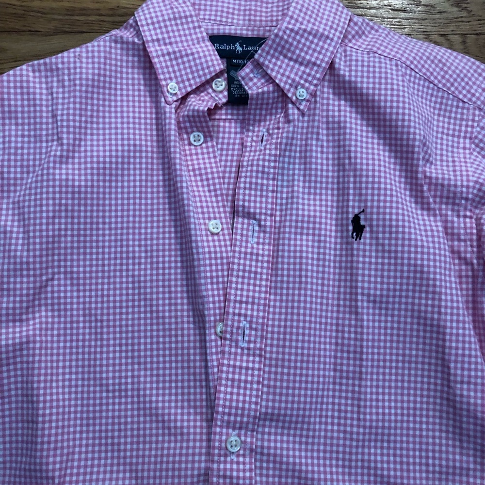 Pink Ralph Lauren checkered shirt boys m(10-12)